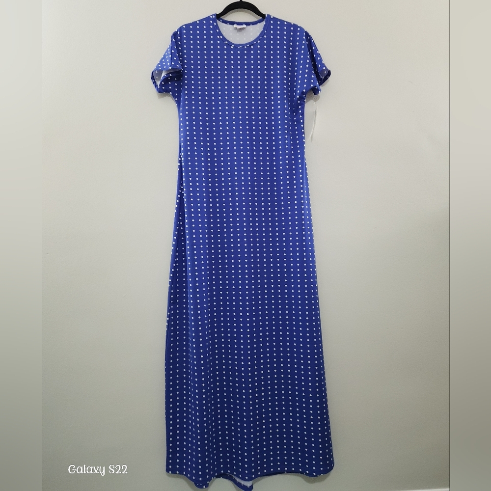 Blue Polka Dot Maxi Dress By Lularoe